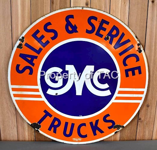 GMC Trucks Sales & Service Porcelain Sign
