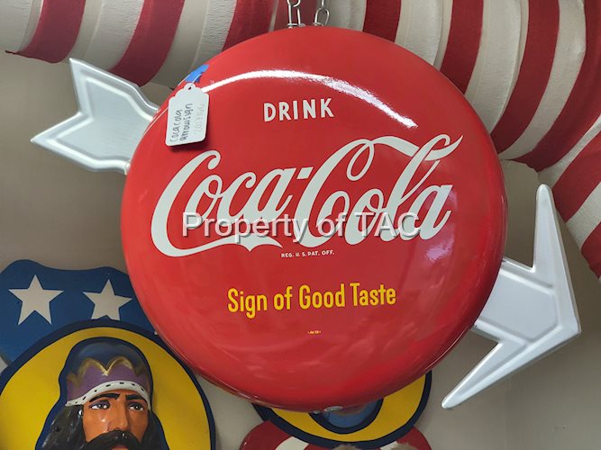 Drink Coca-Cola "Sign of Good Taste" Metal Button Sign