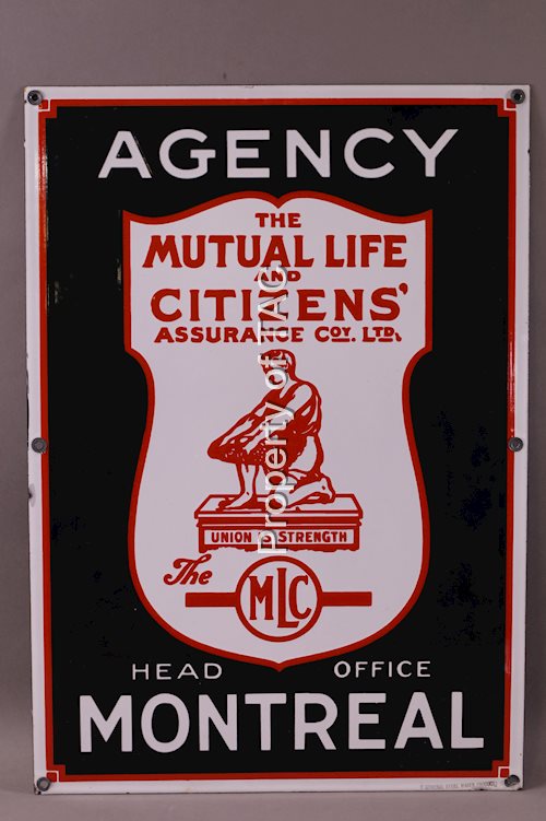 The Mutual Life Insurance Porcelain Sign