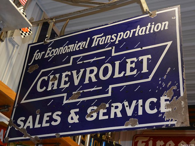 Chevrolet in bowtie Sales & Service porcelain sign