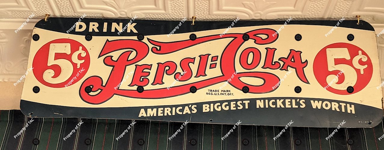 Pepsi Cola Double Dot SST Embossed Tin Sign