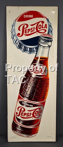 Drink Pepsi-Cola w/Bottle Metal Sign