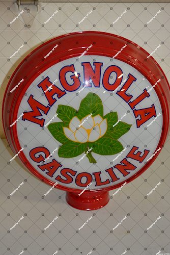 Magnolia Gasoline w/flower logo single globe lens