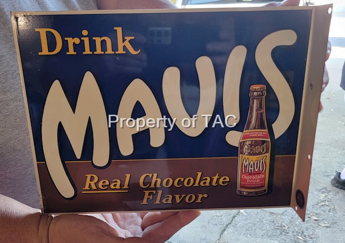 Drink Mauis "Real Chocolate Flavor" w/Bottle Metal Flange Sign