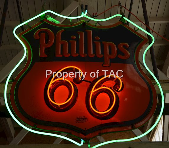 Complete Phillips 66 (orange & black) Porcelain Neon Sign