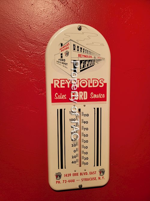 Reynolds Ford Sales Service Metal Thermometer w/Image