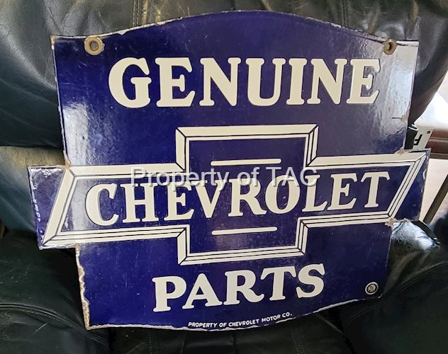 Genuine Chevrolet Parts Double Sided Porcelain Sign