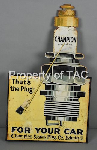 Champion Spark Plug "for Your Car" Metal Flange Sign