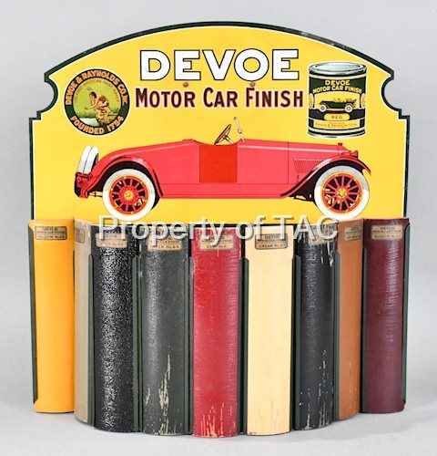 Devoe Motor Car Finish Metal Sign w/Car & both logos