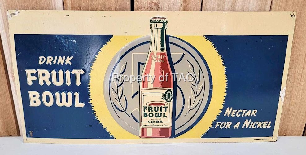 Drink Fruit Bowl "Nectar for a Nickel" Metal Sign