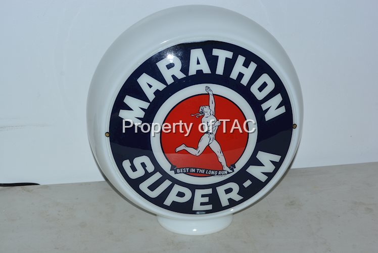 Marathon Super-M w/Running Man logo 13.5"D. Single Globe Lens