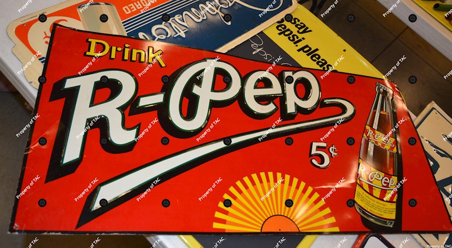 Drink R-Pep w/bottle metal sign