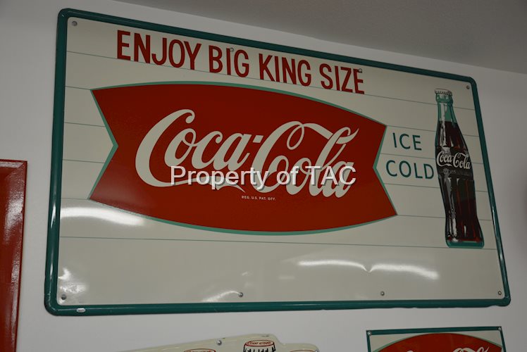 Enjoy Big King Size Coca-Cola with fishtail logo and bottle,