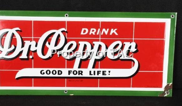 Drink Dr. Pepper "Good For Life!" Tile Logo Green Border Sign