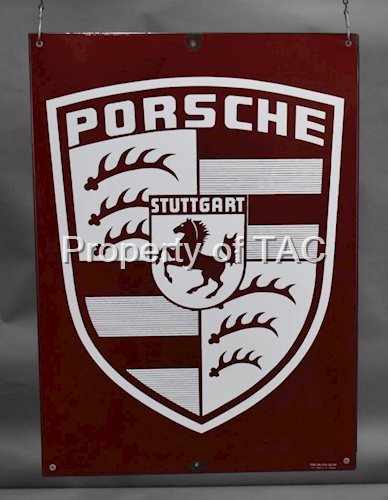 Porsche Stuttgart w/Logo Porcelain Sign  (Tested)