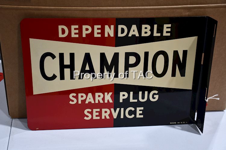 Dependable Champion Spark Plug Service Metal Flange Sign