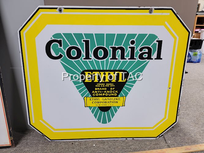 Colonial w/Ethyl Logo Porcelain Sign