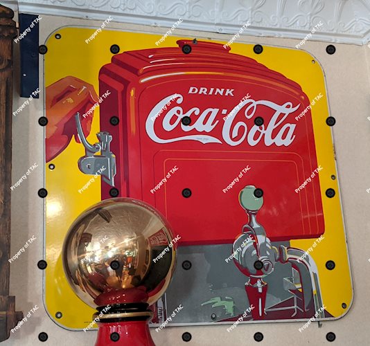 Drink Coca Cola SSP Single Sided Porcelain Sign w/ dispenser