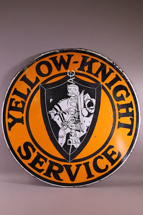 YELLOW-KNIGHT SERVICE W/LOGO PORCELAIN SIGN