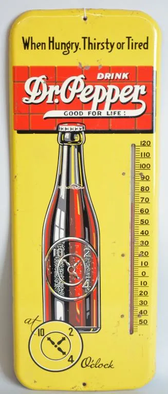 Drink Dr. Pepper tin thermometer