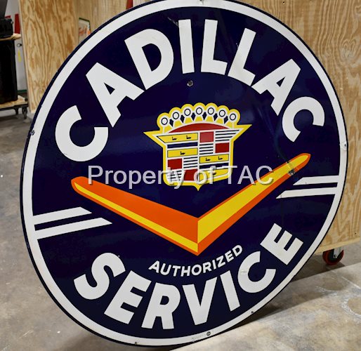 Cadillac Authorized Service w/Crest & V Logo (60") Porcelain Sign