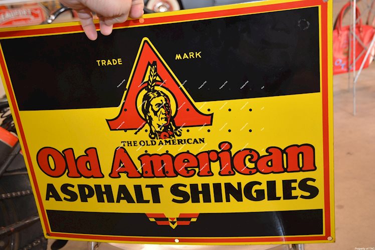 Old American Asphalt Shingles w/logo porcelain sign
