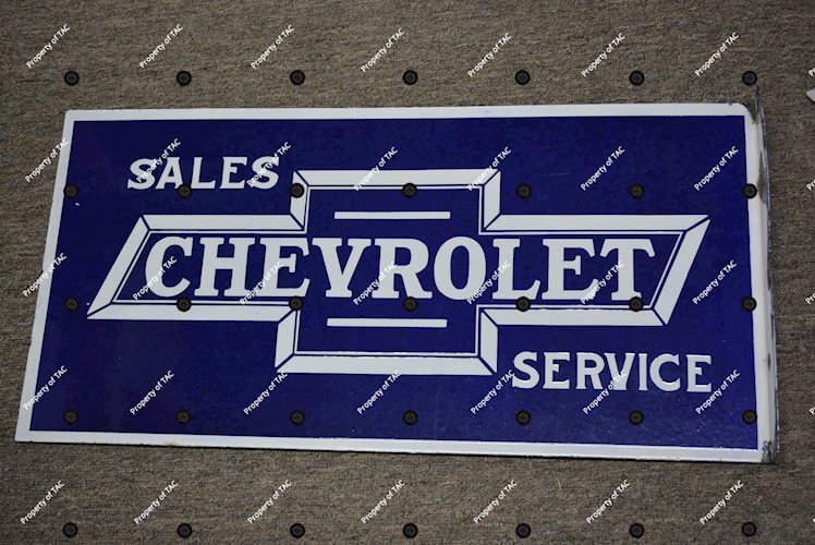 Rare Chevrolet in Bowtie Sales & Service Porcelain Flange