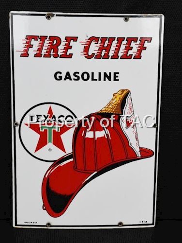 Texaco (white-T) Gasoline (large) Porcelain Pump Sign
