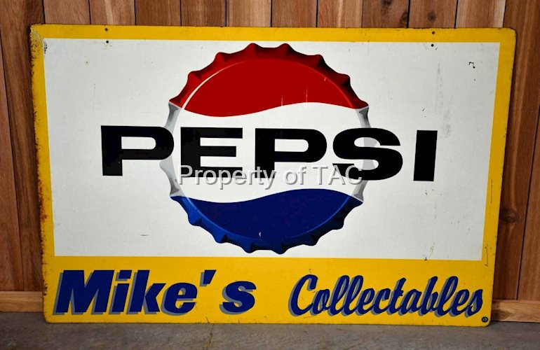Pepsi w/Bottle Cap Logo Metal Sign w/Privilege Panel