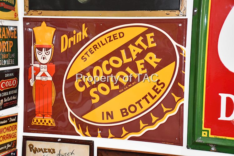 Drink Chocolate Solders in Bottles w/Logo Metal Sign