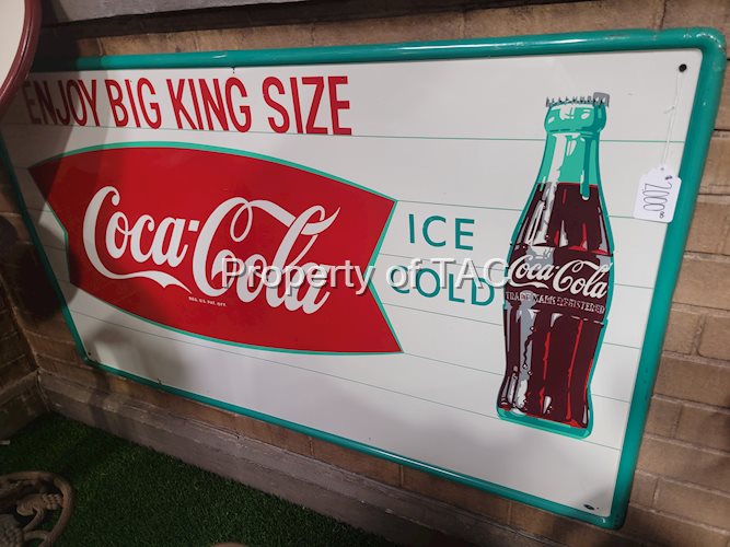 Coca-Cola "Enjoy Big King Size" w/Bottle Metal Sign