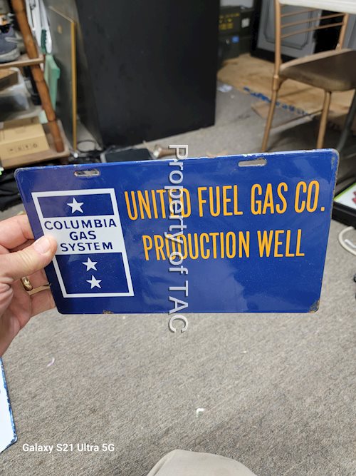 Columbia Gas System License Plate Attachment Sign