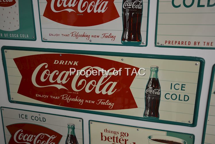Drink Coca-Cola "Enjoy that refreshing new feeling" with fishtail and bottle logo,