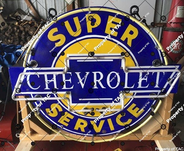 Chevrolet Super Service DSP Neon Sign with Working Neon on Original Can (smaller version)