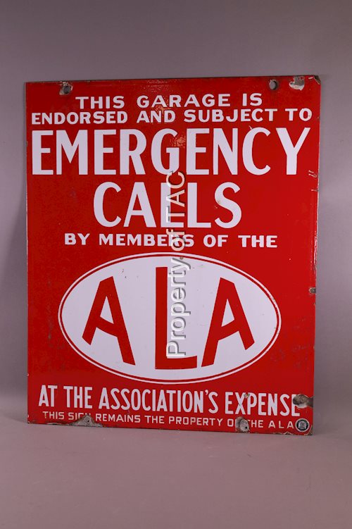 ALA EMERGENCY CALLS PORCELAIN SIGN