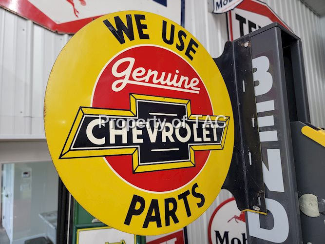 We Use Genuine Chevrolet Parts Metal Flange Sign