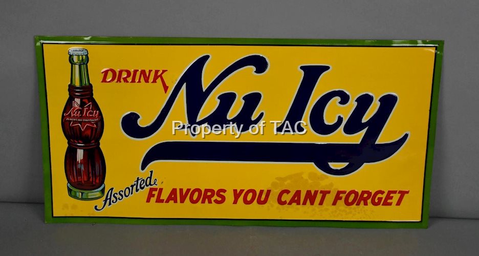 Drink Nu Icy "Assorted Flavors You Cant Forget" w/Bottle Metal Sign