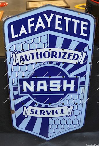 Nash LaFayette Authorized Service porcelain sign,