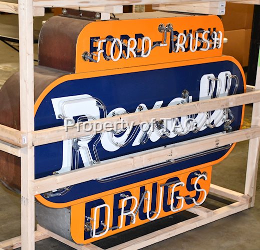 Rexall Drugs "Ford-Rush" Porcelain Neon Sign (large)