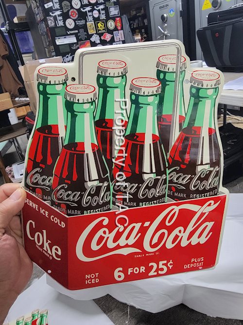 Coca-Cola Six-Pack "6 for 25¢" Metal Sign