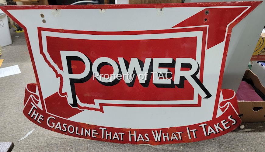 "Power" The Gas That Has What It Takes Porcelain Sign (Montana)