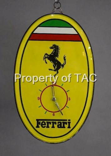 Ferrari w/Prancing Horse Logo Bevel Edge Glass Clock
