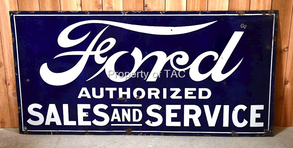 Ford Authorized Sales and Service Porcelain Sign