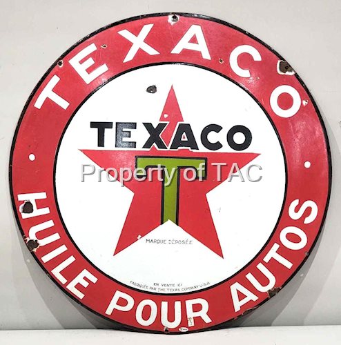 Texaco (black-T) Huile Pour Autos Porcelain Sign