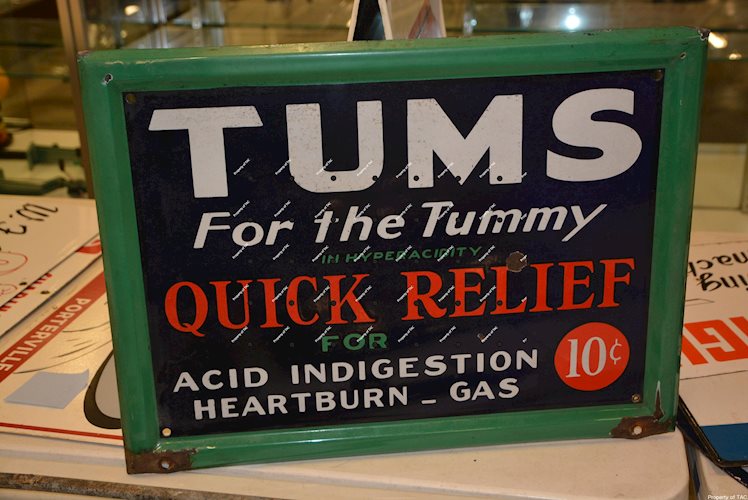 Tums For the Tummy" porcelain sign"