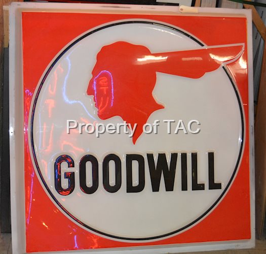 (Pontiac) Goodwill w/Full Feather Logo Plastic Sign