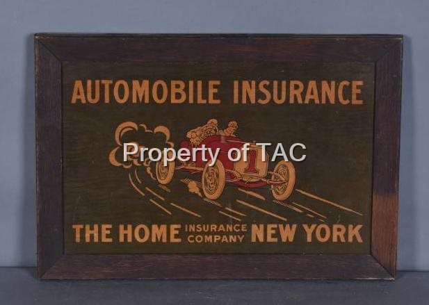 Automobile Insurance "The Home Insurance Co. New York" Wood Sign