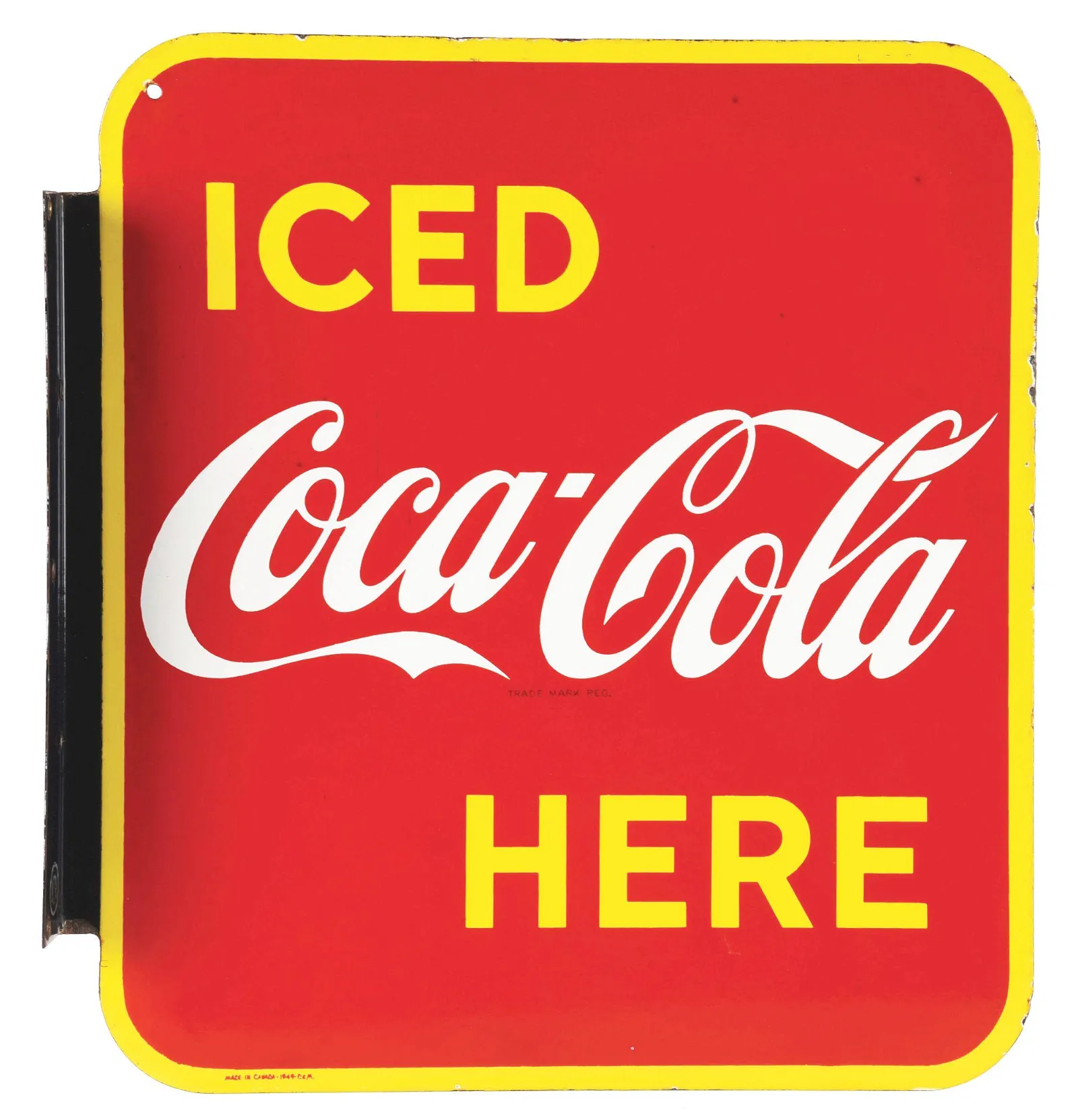 Iced Coca Cola Here Porcelain Flange Sign