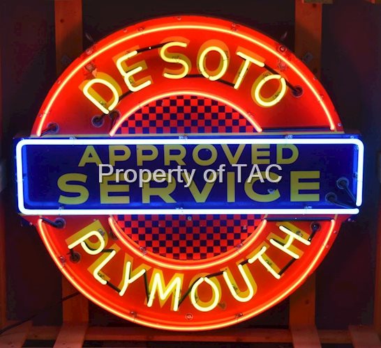 Desoto Plymouth Approved Service Porcelain Sign w/Neon Added