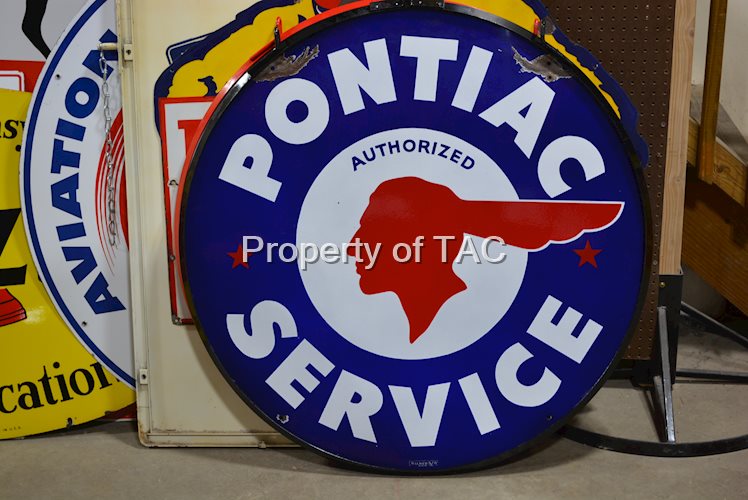 Pontiac Service w/Full Feather Star Logo Porcelain Sign